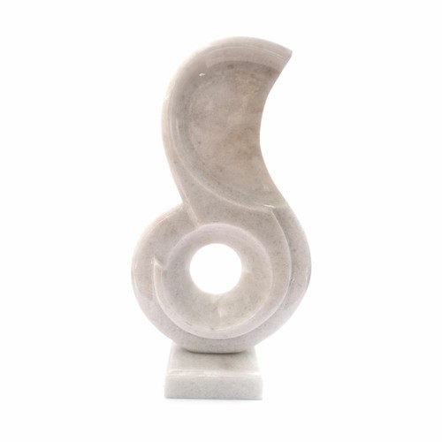 Sun And Moon Table Sculpture In White Marble H. 40Cm - Picture 3 of 3