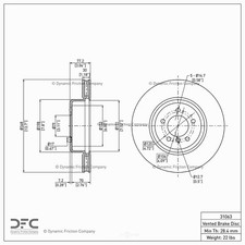 1 Front Dynamic Friction Company Disc Brake Rotor 600-31171