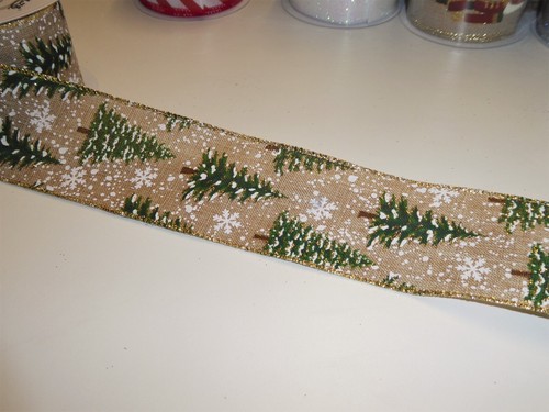 CHRISTMAS RIBBON WIRE EDGED - 63mm / 2.5 inches Wide - wreaths present wrapping - Picture 27 of 30