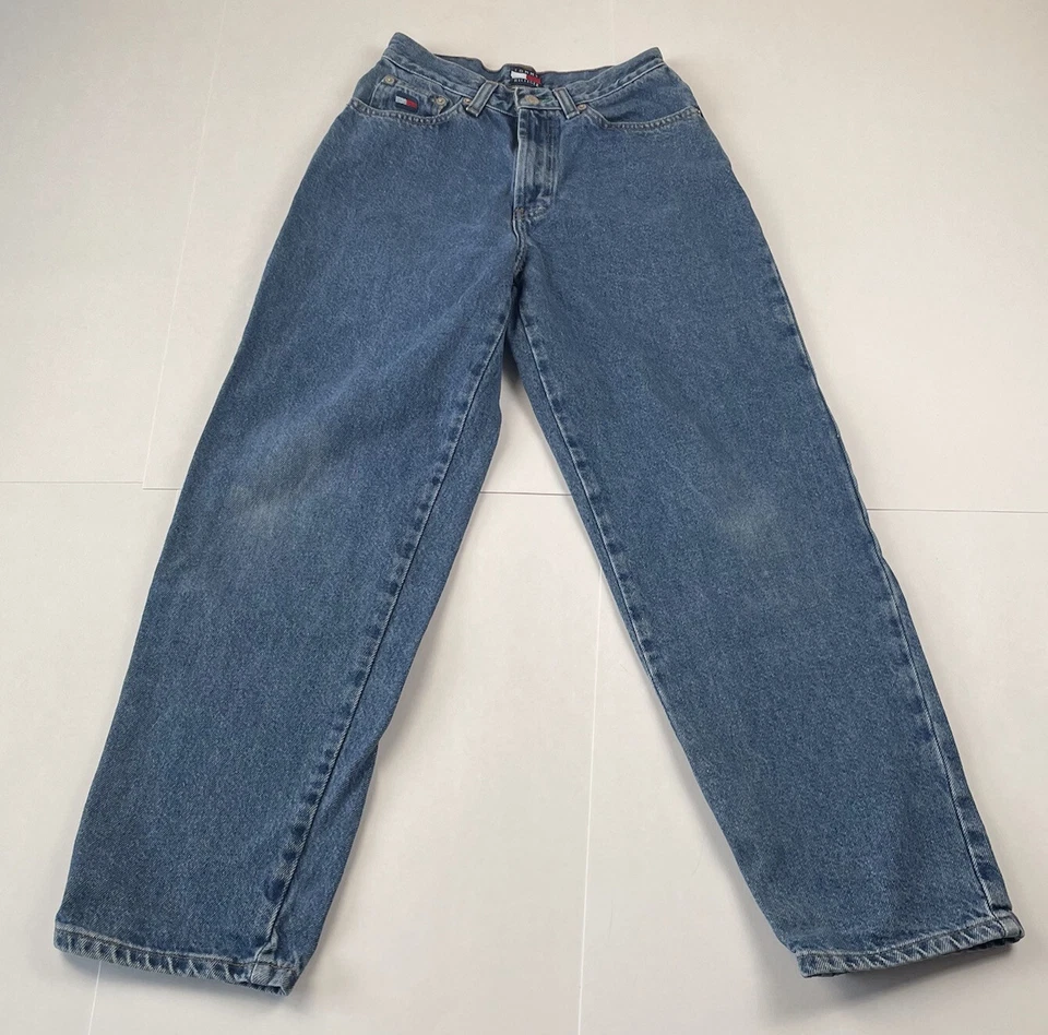 Vintage 90’s/Y2K Tommy Hilfiger Star Logo Jeans Size 12 Youth Flag Baggy - Image 4 of 4