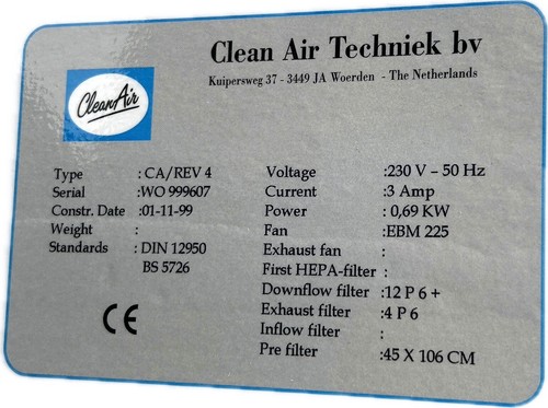 CleanAir Typ CA/REV 4 Sicherheitswerkbank LaminAir Laborabzug 130cm - Bild 6 von 10