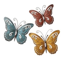 Hanging Wall Art Set 3 Piece Butterfly Metal Indoor Outdoor Home Patio Decor Hanging Wall Art Set 3 Piece Butterfly Metal Indoor Outdoor Home Patio Decor