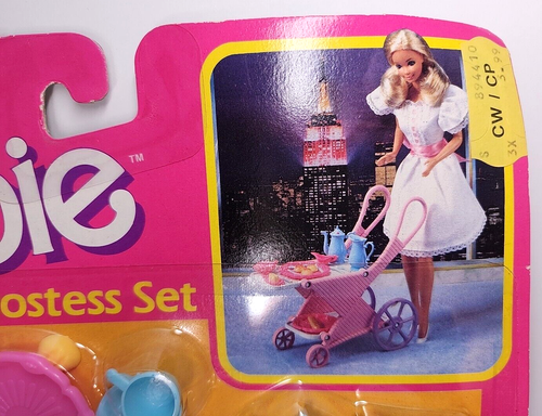 New 80s Barbie Tea Cart Doll Hostess Set #7348 Mattel Dollhouse Food Dishes 1988 - Picture 2 of 10