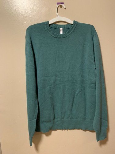  American Apparel Basic Knit Crew Green  Cotton Sweater Size Medium  - Picture 1 of 3