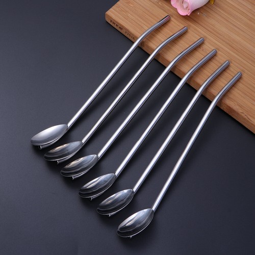 Coffee Spoons Stainless Steel Straw Spoon Reusable Straws Beverage Mixing Stick - Picture 12 of 12