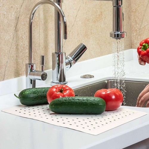 1-2Pcs 12x10in Kitchen Sink Mat Non-Slip Rubber Drain Pad Protector Food Drainer - Picture 6 of 16