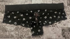 VICTORIA'S SECRET PINK L BLACK FLORAL LACE SMOOTH BAND RARE CHEEKSTER PANTIES