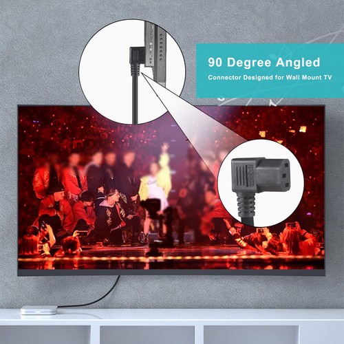 6FT 90 Degree Computer Monitor Power Cord - NEMA 5-15P to Right Angle C13 Pow... - Picture 5 of 9