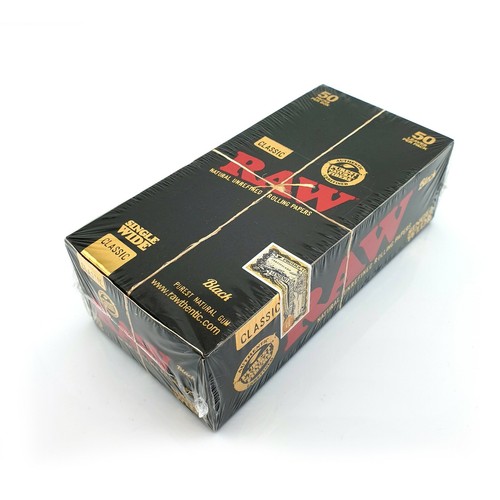 Papel de liar ancho único negro crudo delgado clásico natural pieles sin refinar 68 mm - Imagen 2 de 10