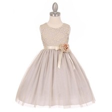 SILVER Size 2 Flower Girl Dress Bridesmaid Birthday Recital Formal Party