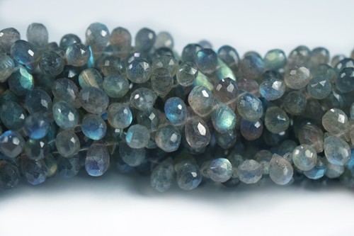 Natural Flashy Labradorite Faceted Teardrop Briolette Shape Gemstone Beads 10Pcs - Picture 1 of 8