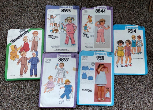 6 Vintage toddler garment clothing patterns - Oop Rare