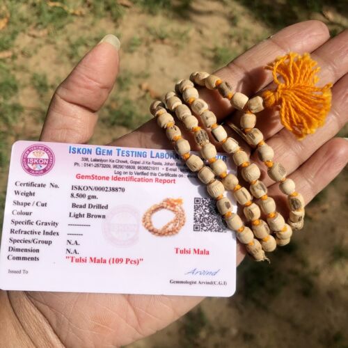 LAB Certified TULSI TULASI VAISHNAV ISKCON Japa Mala ROSARY 108+1 Bead Prayer - Picture 4 of 6