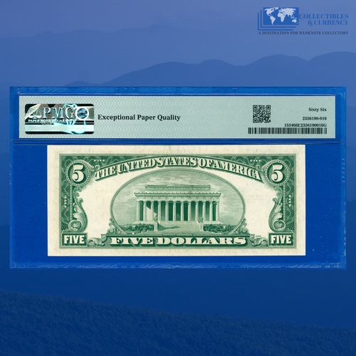 Fr.1534 1953B $5 Five Dollars Legal Tender Note, C/A Block, PMG GEM 66 EPQ #2311 - Picture 2 of 3