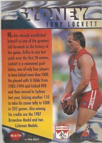 Select 1996 AFL Centenary Classic Series Single Cards - You Choose - Picture 171 of 199