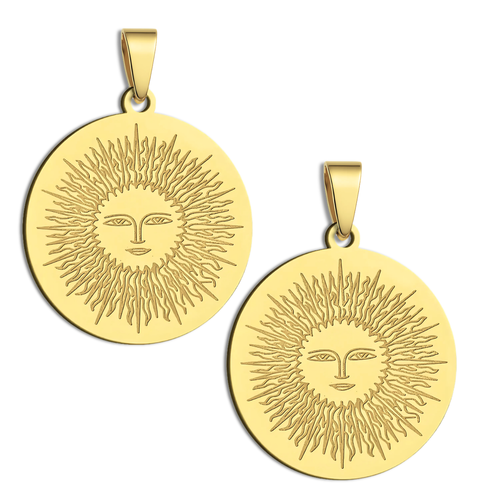2pcs Sun Face Pendants 316L Stainless Steel – Radiant Amulet Medallions - Afbeelding 1 van 7