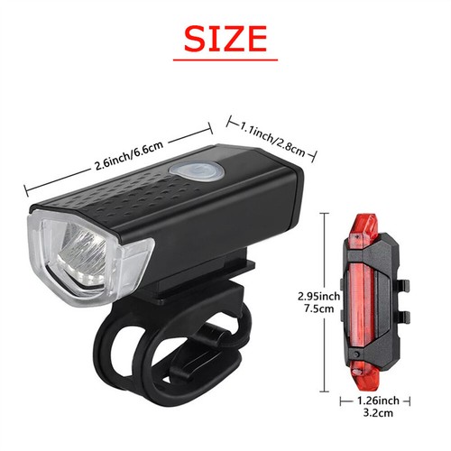 2Sets Cycling Headlight USB Rechargeable MTB Bike Front&Rear Light Night LED - Picture 2 of 12