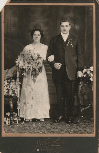 Retrato de boda original JG Kawall Studio Chicago gabinete fotografía principios de 1900 - Imagen 2 de 2