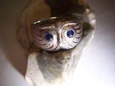 WMM-Niezwykły-Uhu-Sowy-Szlarafia-935-srebrny pierścionek-niebieskie-Szafiry 