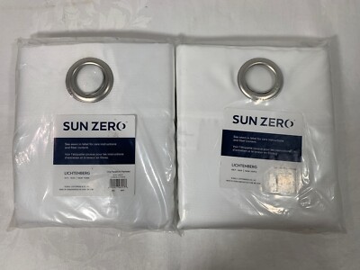 2 Sun Zero Beacon Drapery Panels WHITE 54'' x 84'' Grommet Top