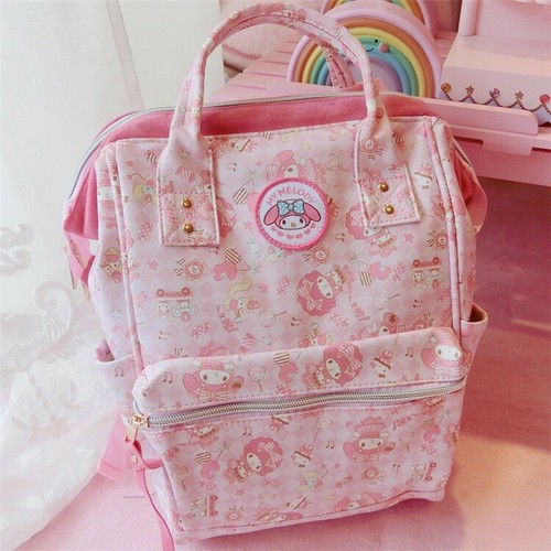 Cute My Melody Girls Pink Backpack PU Leather Shoulder Bag Travel School Bookbag - Picture 3 of 10