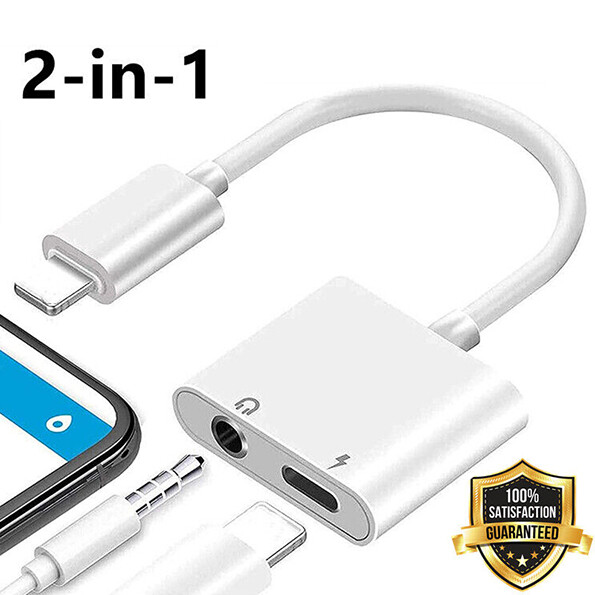 2in1 Adapter AUX Headphone Jack Charger To 3.5mm Splitter for IPhone7 8