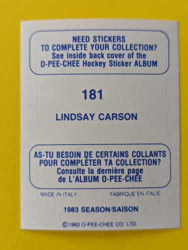 1983-84 O-Pee-Chee HNL Hockey Stickers...OPC U-Pick.. 166 to 330 - Picture 33 of 343