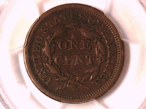 1854 Braided Hair Large Cent Penny PCGS VF 35 Details 29875975 - Picture 2 of 3