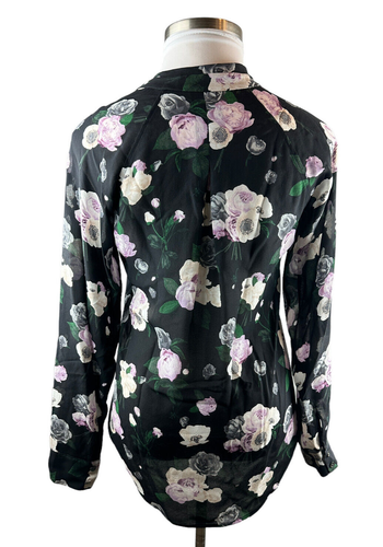 Equipment Seide Liana Blumendruck Bluse schwarz mehrfarbig Top Größe S Small - Bild 5 von 10
