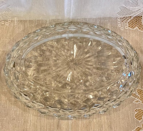 American Whitehall Crystal Glass Oval Vegetable Dish 10" NIB Cube Stacked Design - Picture 3 of 4