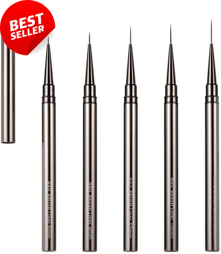 Nail Art Liner Brushes 5 Pcs Set Thin Line Detail Champagne Handle - Picture 12 of 12