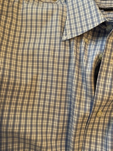 LANDS END BLUE CHECK NO IRON PINPOINT OXFORD SHIRT OFFICE CASUAL SIZE XL Preppy - Picture 6 of 6
