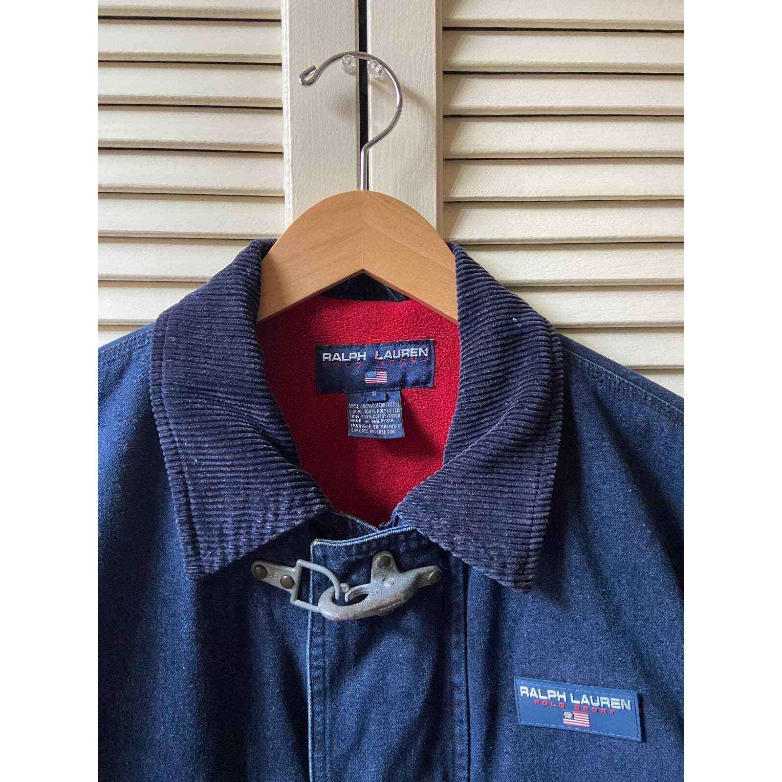 Vintage 90’s Polo Sport Ralph Lauren Fireman Navy Blue Jacket Toggle Size Small