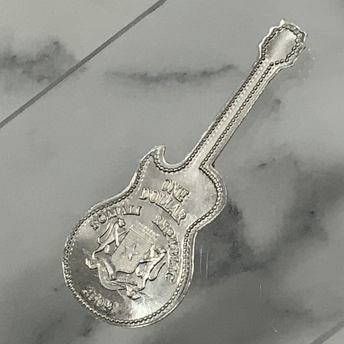 2004 Les Paul Guitar Design Somali Republic 1 $ One Dollar Silver Plate Coin - Bild 7 von 18
