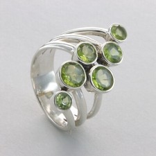 Six Green PERIDOT Ring - Multiple Sizes - 925 STERLING SILVER 101e