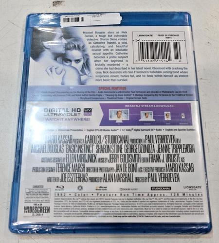 Basic Instinct (1992) TriStar Pictures Blu-ray Region A - Picture 2 of 3