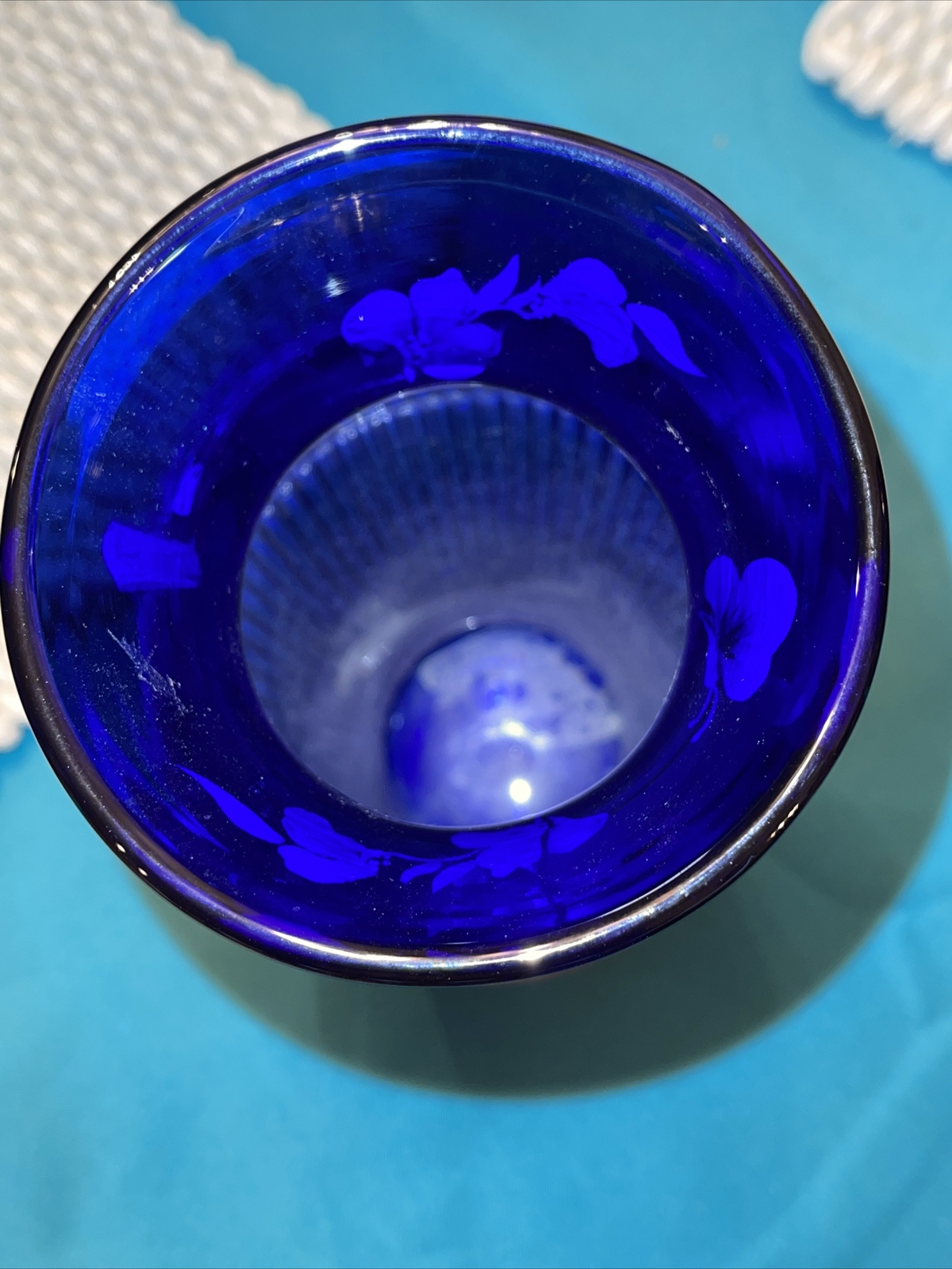 Blue SIGNED Fenton Adams Rib VASE 9.5" Cobalt Ltd Edition Landmark Collection - Picture 7 of 12