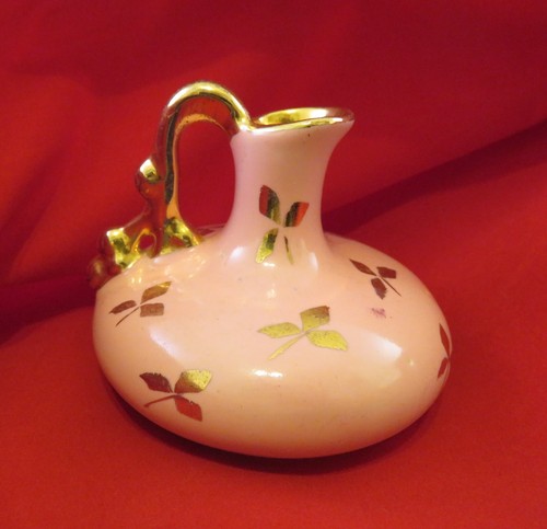 50”s Small Pitcher Pink w Golden Flower Accents (851) - Picture 3 of 7