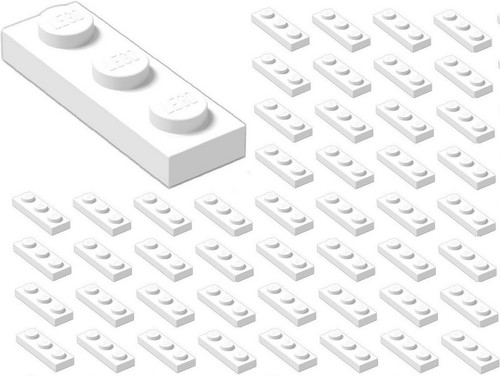 ☀️50x NEW LEGO 1x3 WHITE Plates (#3623) BULK Parts City Building Snow Ice - Picture 1 of 2