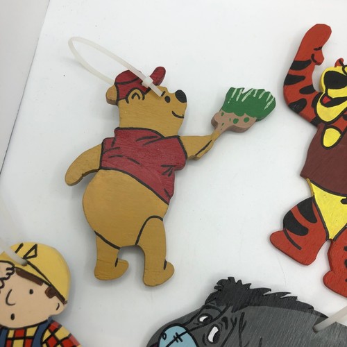 De Colección Lote 8 Adornos de Navidad de 2 Caras Pintados en Madera Pooh Tigger Big Bird Snoopy - Imagen 7 de 12