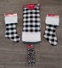 48" Buffalo Plaid Check Christmas Tree Skirt Set With (2) 19" Stockings And Bows