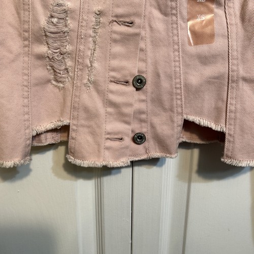 NWT Jessica Simpson Denim Jean Jacket Size XS Sunbleached Blush Distressed - Picture 5 of 8