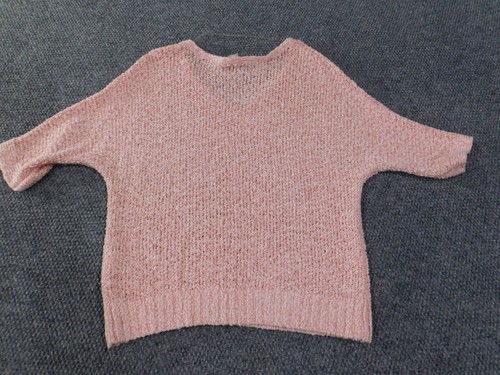 chicos size 1 sweater pink pullover knit v-neck stretch polyester rayon classic - Picture 11 of 16