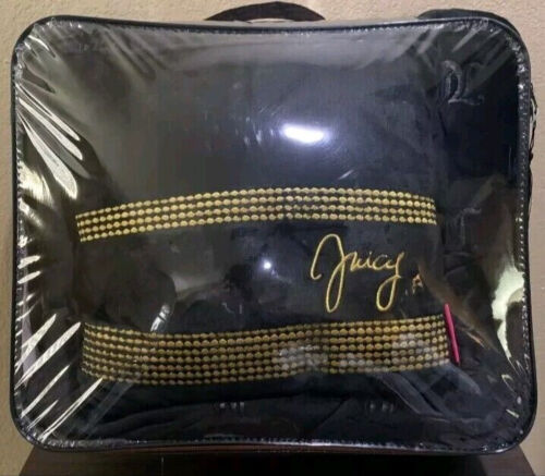 Juicy Couture Black JC Monogram Embossed Plush 4p QUEEN Comforter Set Soft &Cozy - Picture 5 of 8