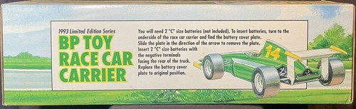 NUOVO! 1993 Vintage BP Toy Race Car Car Carrier Truck & Indy Racer #14 F1 Formula Uno - Foto 4 di 9