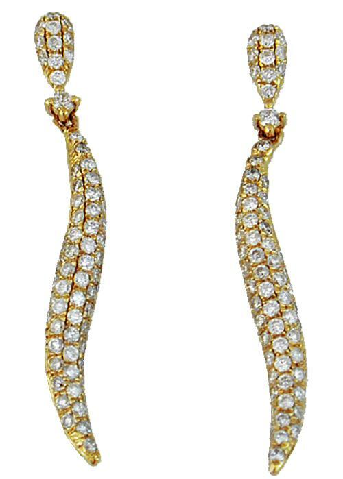FILA ESTATE 1.0CT DIAMOND 14KT YELLOW G CLASSIC MULTI ROW SWIRL HANGING EARRINGS