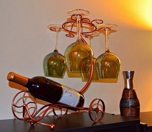 Vintage Wine Rack Champagne 1 Bottle 6 Gles Display Holder Dining Image Is Loading Vintage Wine Rack Champagne 1 Bottle 6 Gles