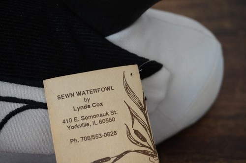 Vintage Lynda Cox Folk Art 12" Bufflehead Sewn Fabric Duck Decoy Doorstop - Picture 6 of 10