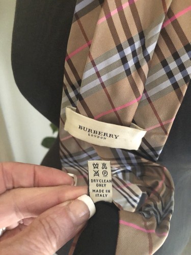 BURBERRY Men's 100% Silk Necktie Tie Brown Beige Blue Pink Nova Check Italy - Picture 7 of 11