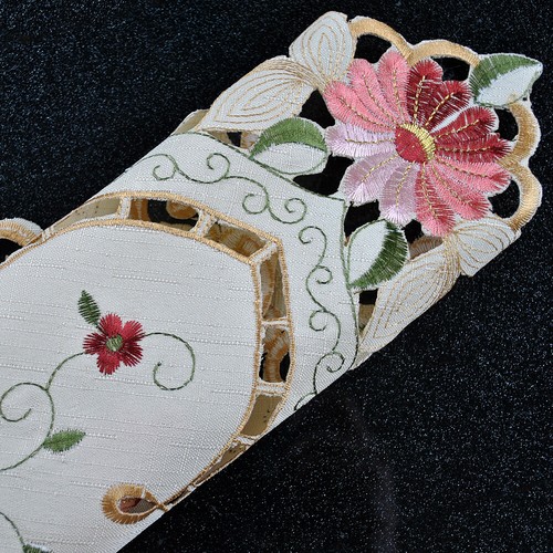 Vintage Embroidered Floral Lace Tablecloth Table Runner Doilies Wedding Party - Picture 7 of 20